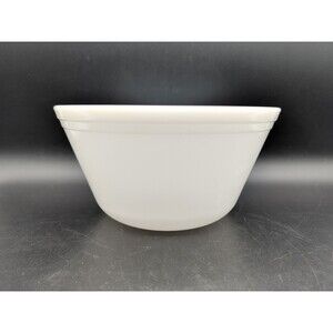 Vintage Federal White Milk Glass Oven Ware Double Band F Shield 9” MIXING BOWL